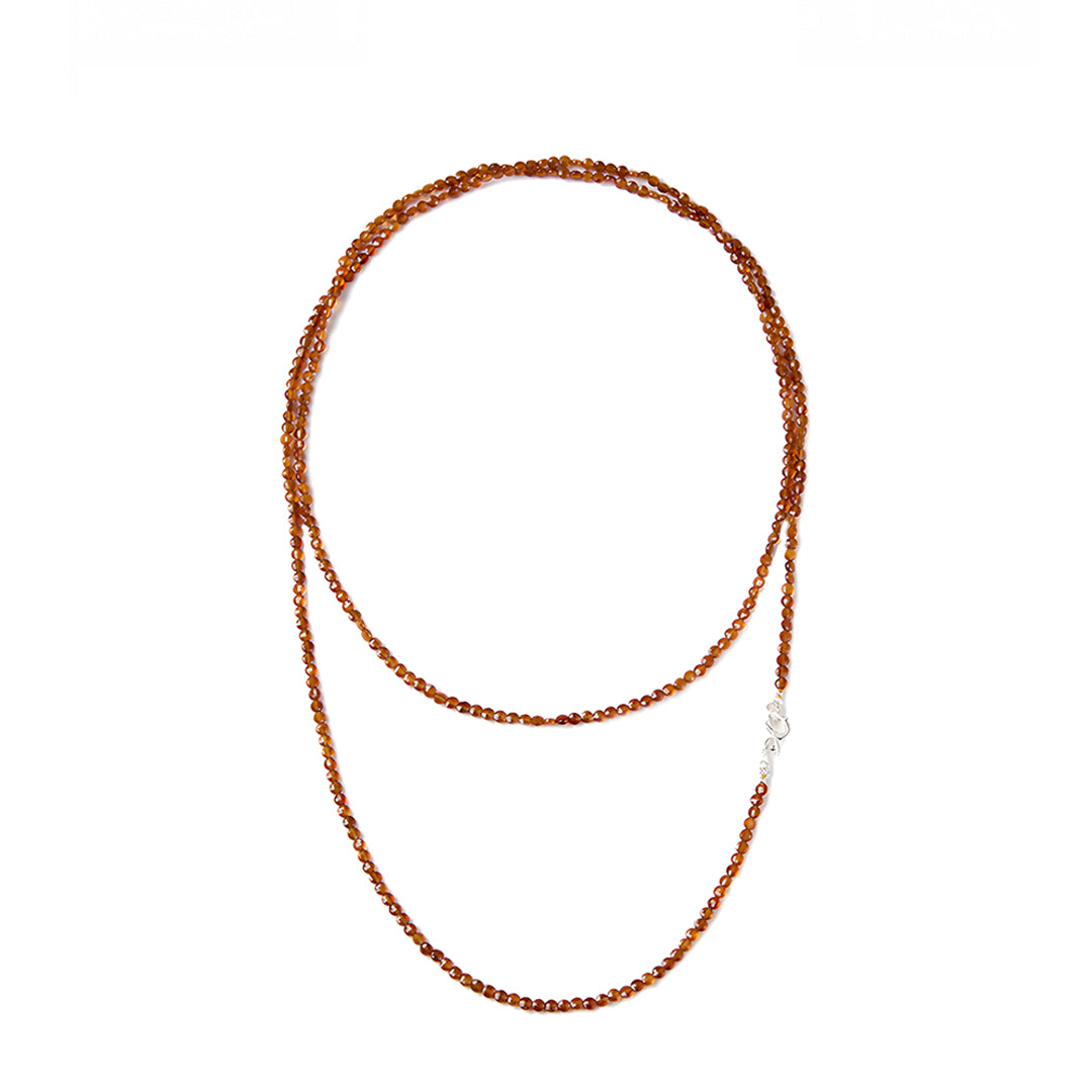 Long Gold Garnet Strand Necklace