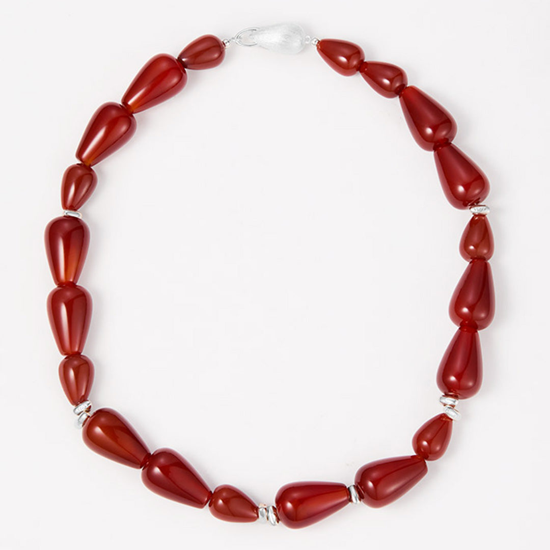Minimalist Gradient Red Onyx  Bead Choker Jewelry Set