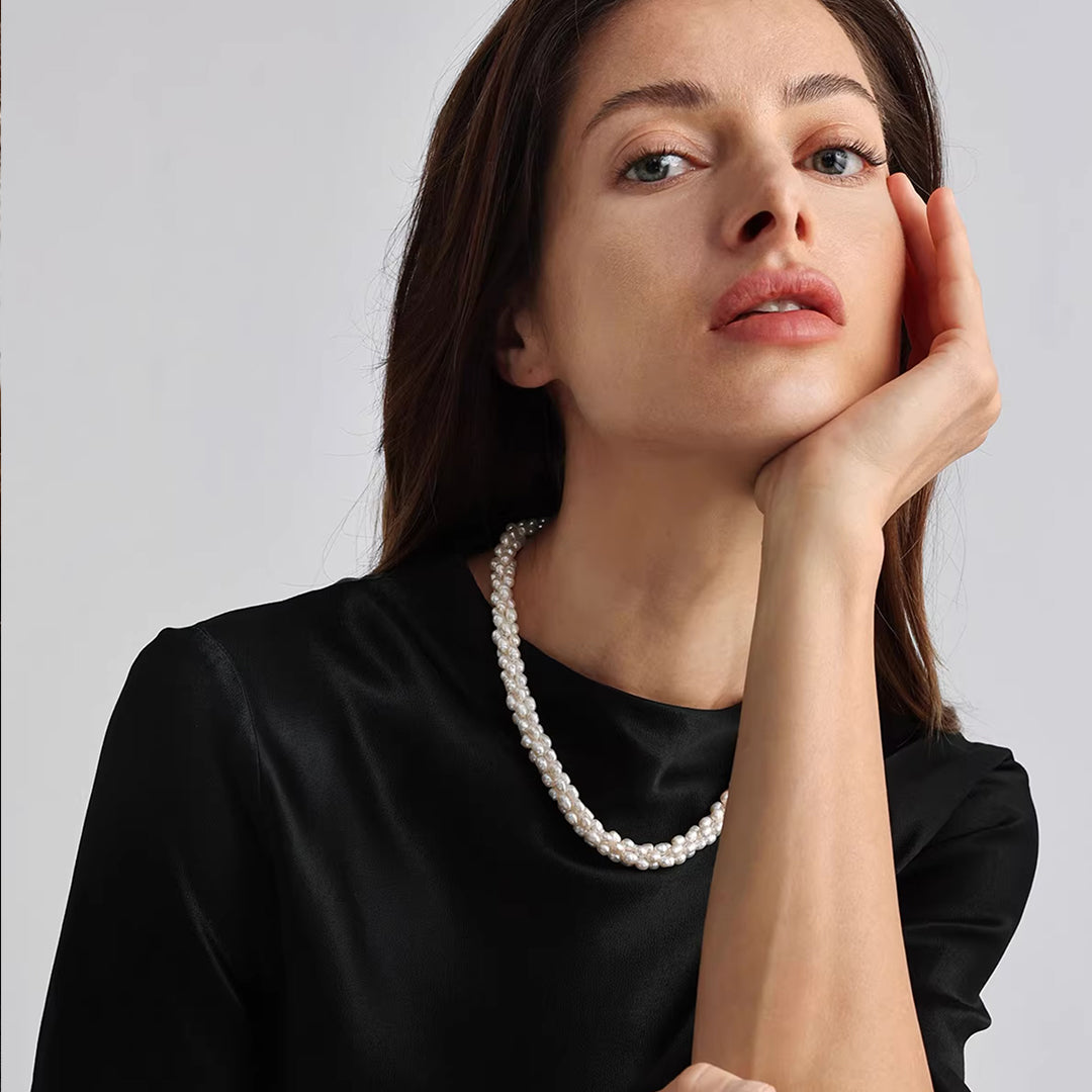 Unique Woven Barrel Freshwater Pearl Necklace