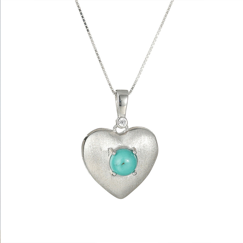 Turquoise Heart Sterling Silver Pendant