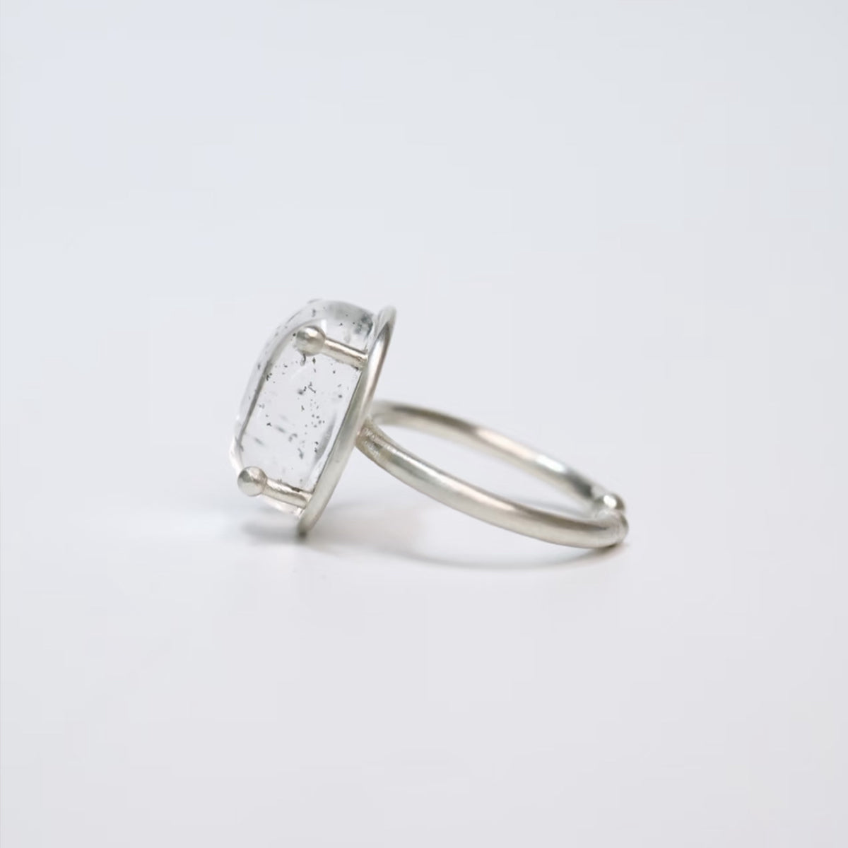 Intention Amplifier Custom Engraved Clear Quartz Silver Ring
