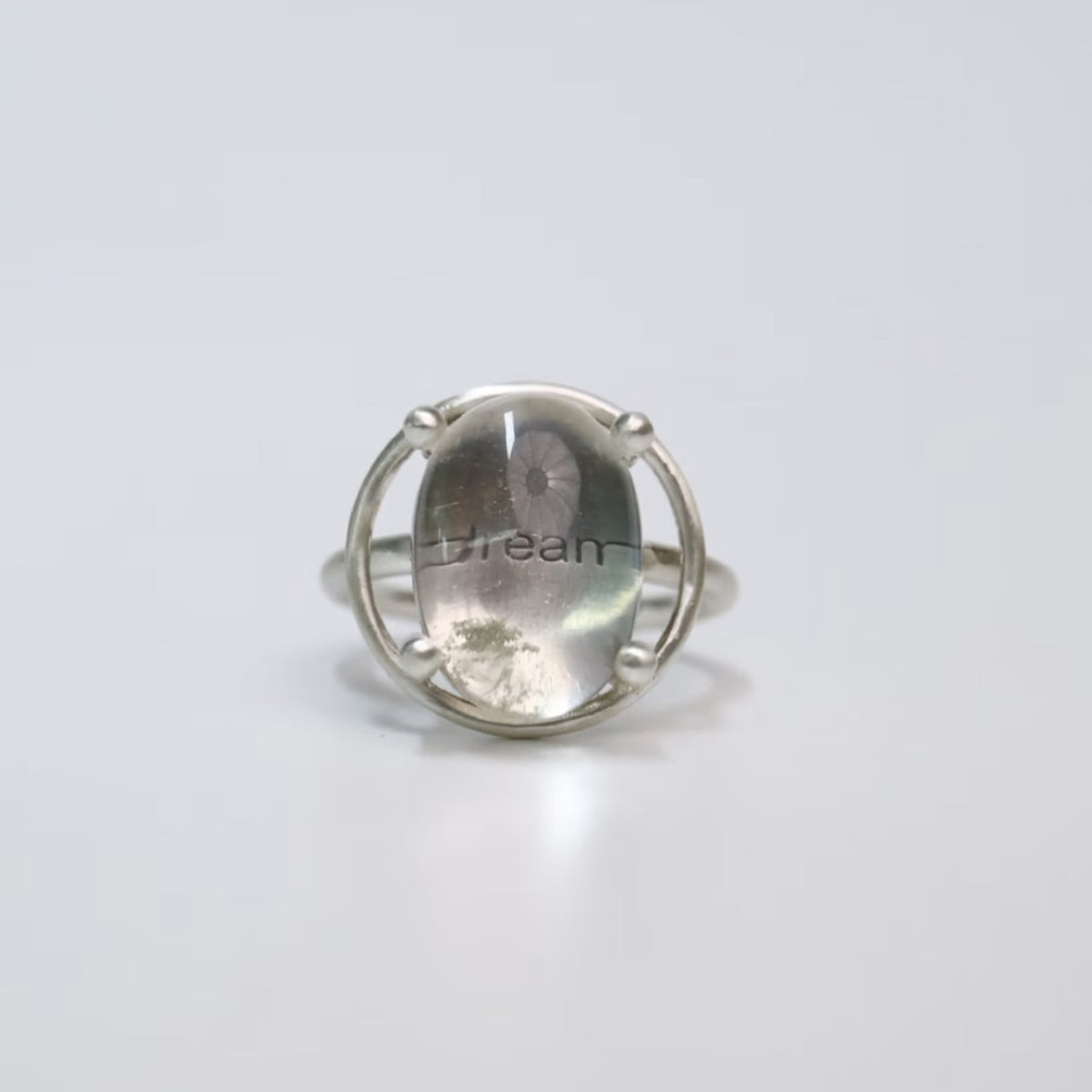 Intention Amplifier Custom Engraved Clear Quartz Silver Ring