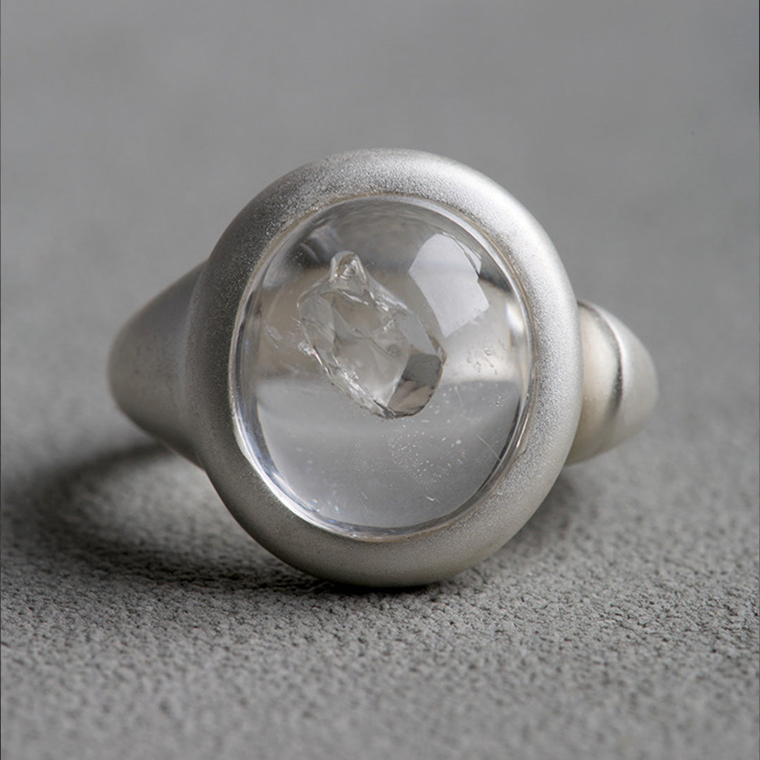 Timeless Waters Clear Enhydros Quartz Open Ring