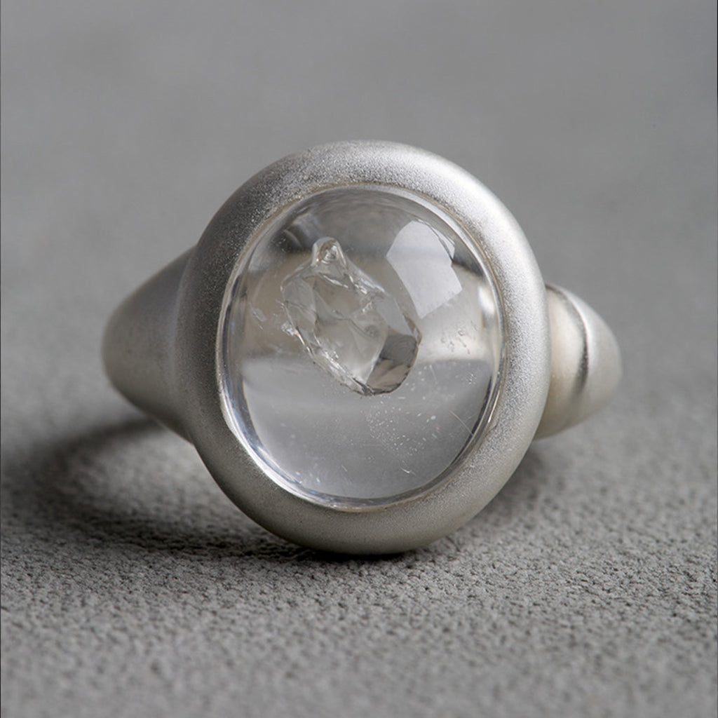 Timeless Waters Clear Enhydros Quartz Open Ring