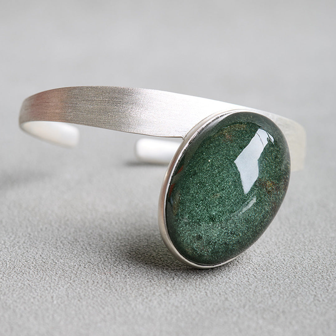 Growth Green Phantom Quartz Sliver Cuff Bracelet