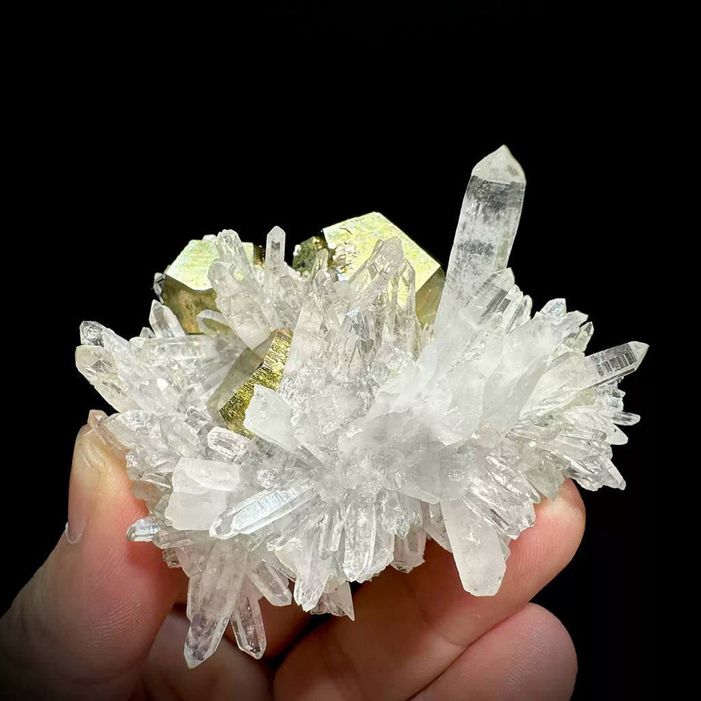 140g Golden Pyrite Coated Natural Clear Quartz Cluster - Myanmar