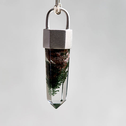 Connection to Nature Green Phantom Quartz Point Necklace