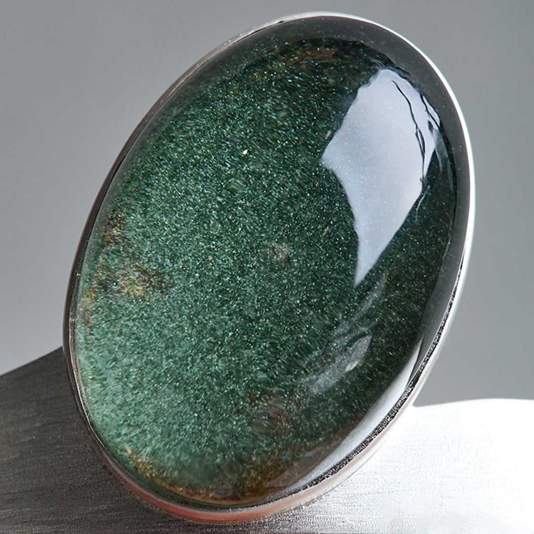 Growth Green Phantom Quartz Sliver Cuff Bracelet
