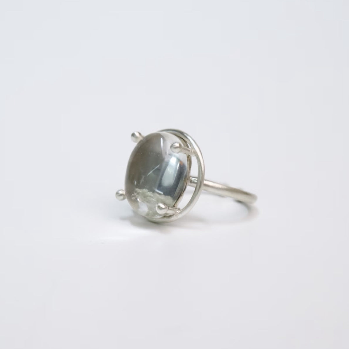 Intention Amplifier Custom Engraved Clear Quartz Silver Ring