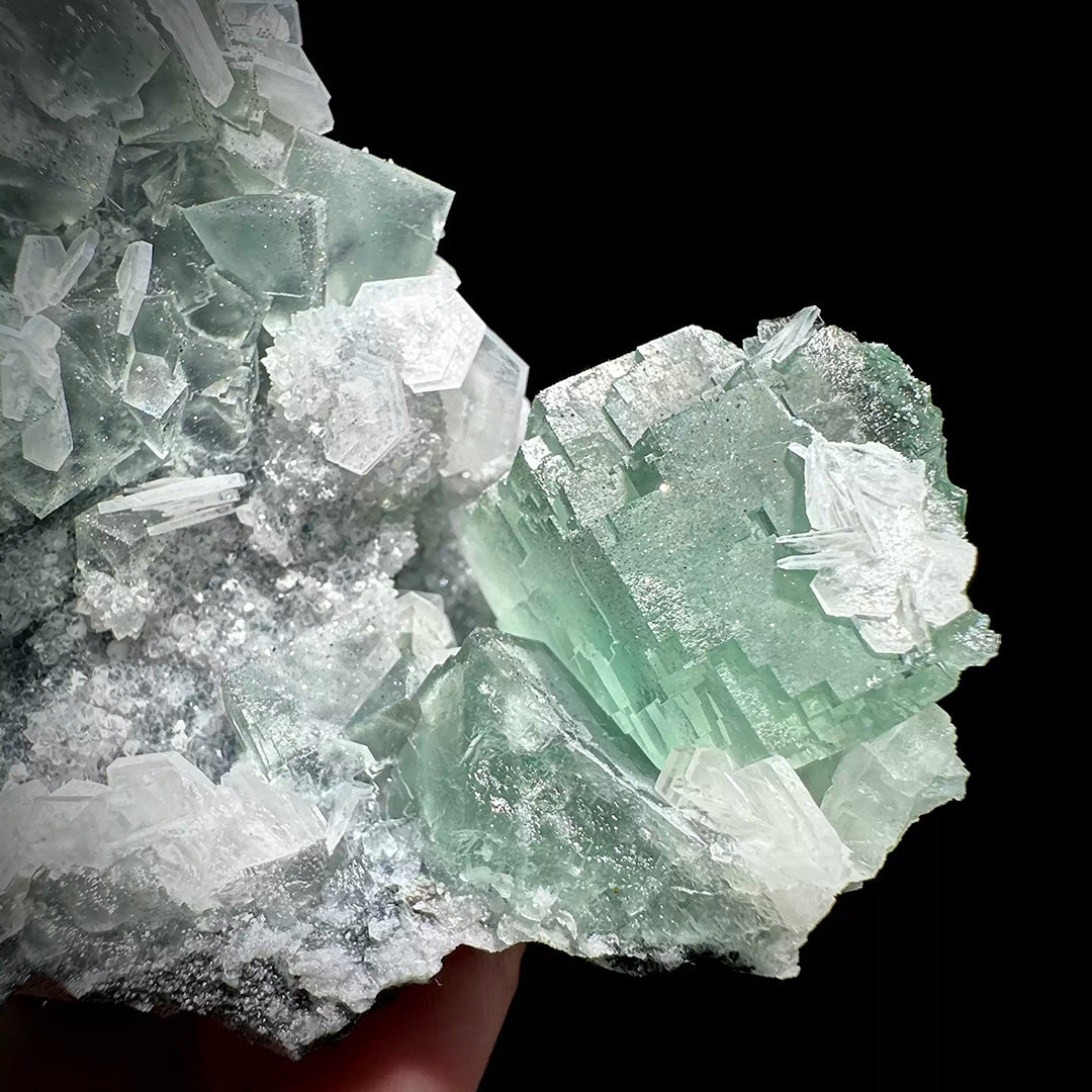 416g Green Fluorite with Hexagonal Tabular Calcite