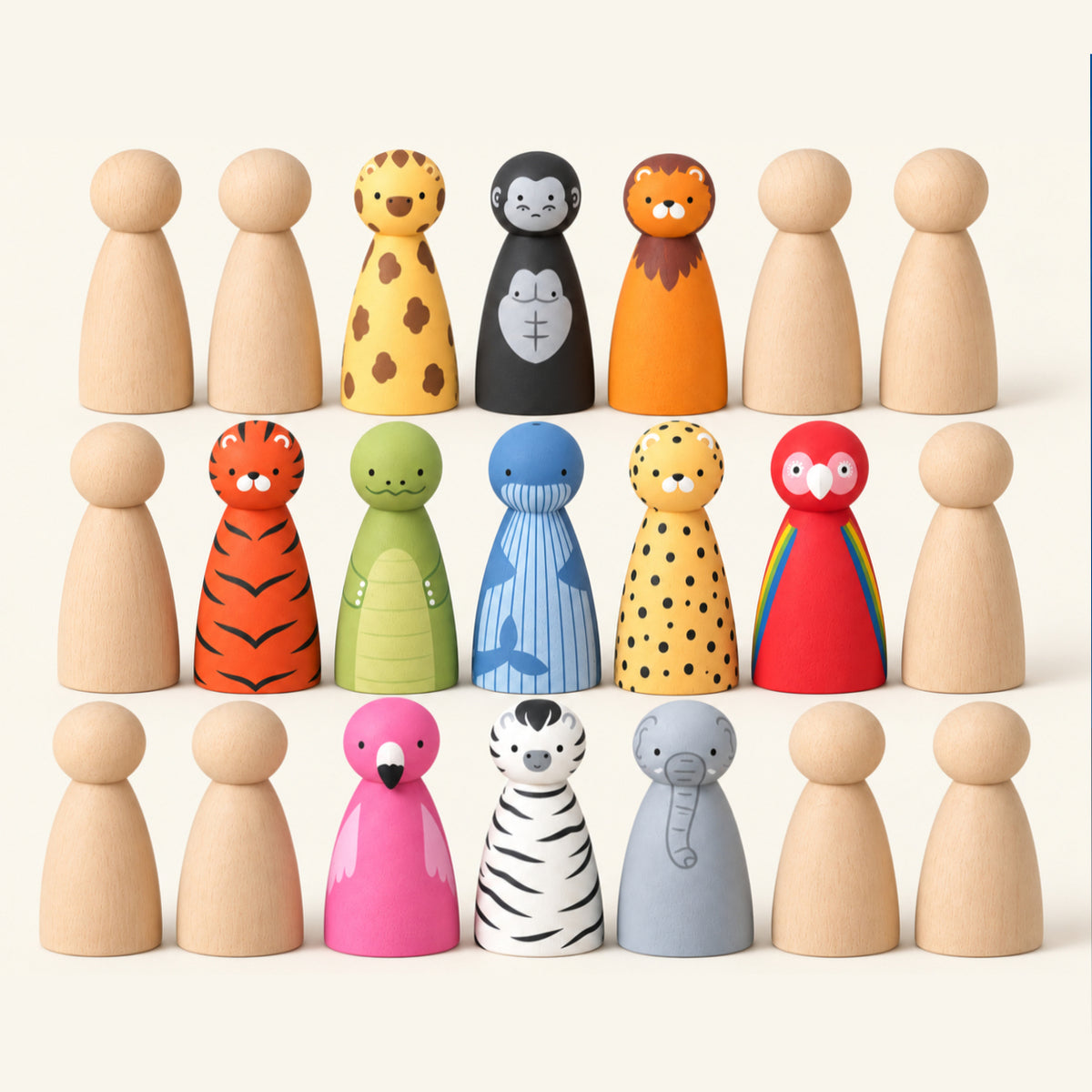 Wooden Peg Dolls DIY Painting Set