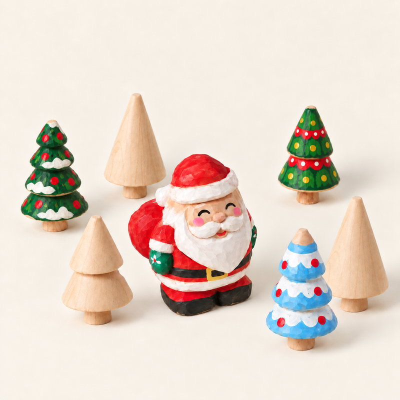 Unfinished Wooden Christmas Tree Craft Set