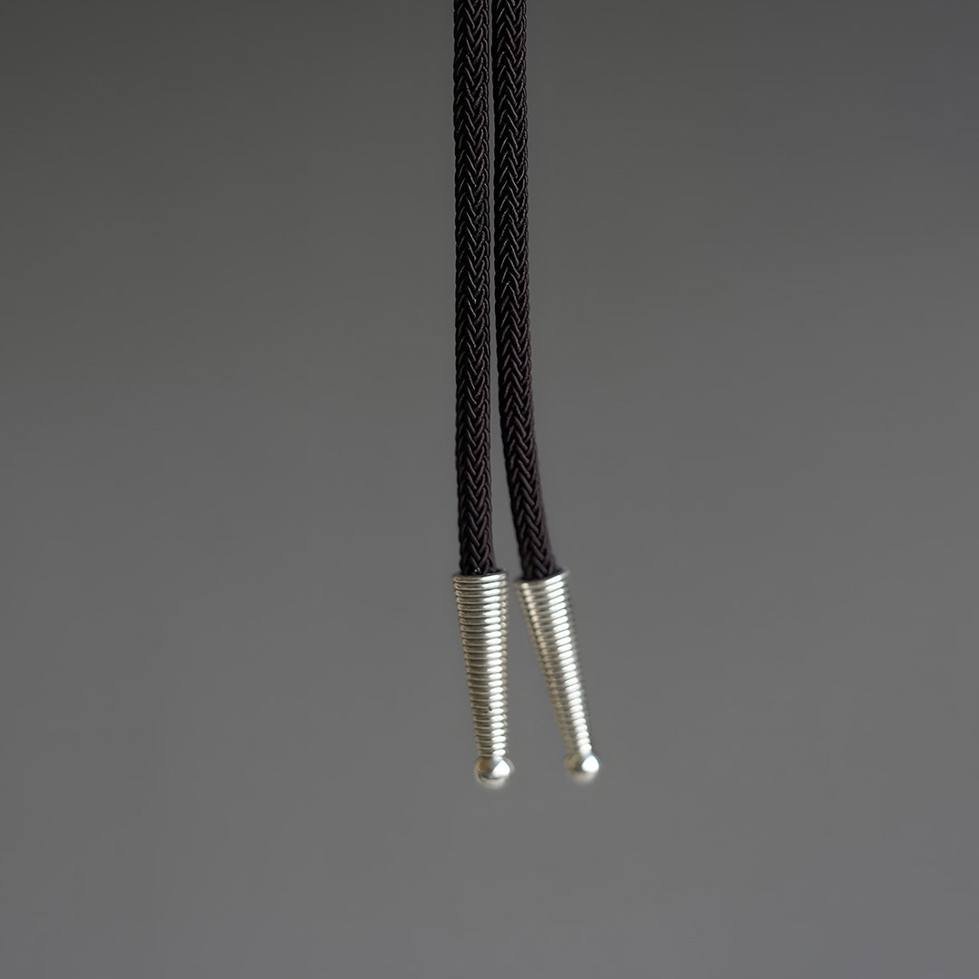 Silver Inlay Top-Grade Amber Cabochon Bolo Tie