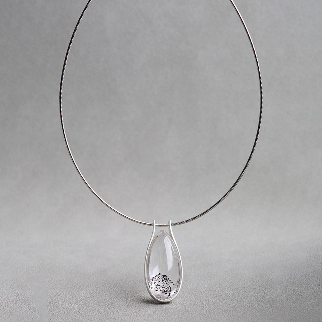 Starry Night Mica with Speckled Patterns Clear Quartz Pendant