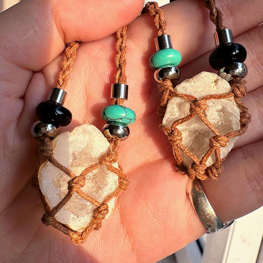 Custom Mini Crystal Geode Pouch Handwoven Abundance Charm