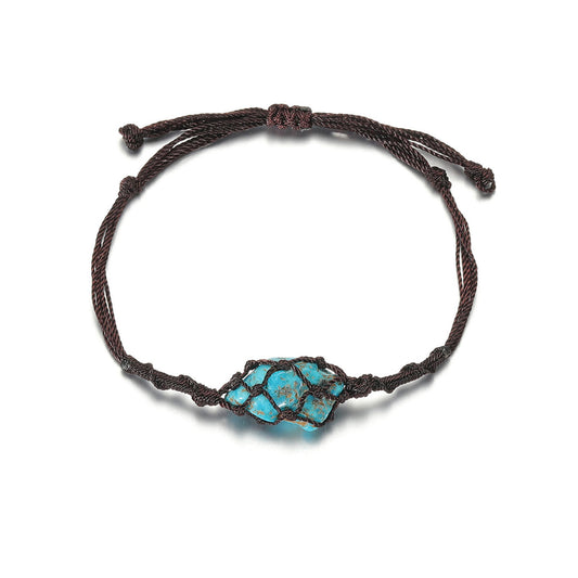 Turquoise Adjustable Handcrafted Wax Rope Bracelet