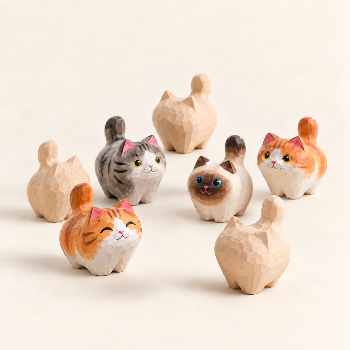 Mini Hand-Carved Wooden Cat DIY Kit