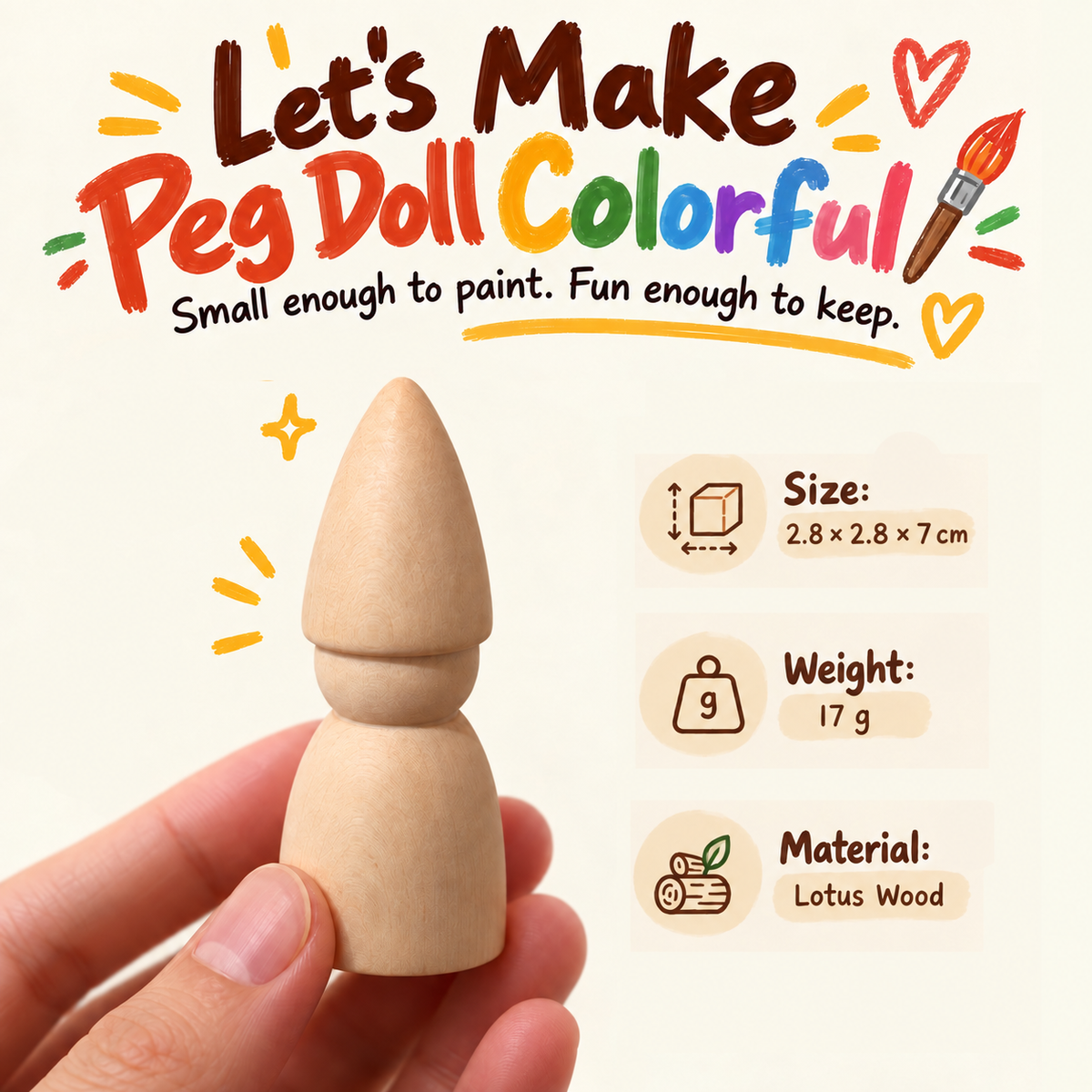 Wooden Peg Dolls DIY Painting Set