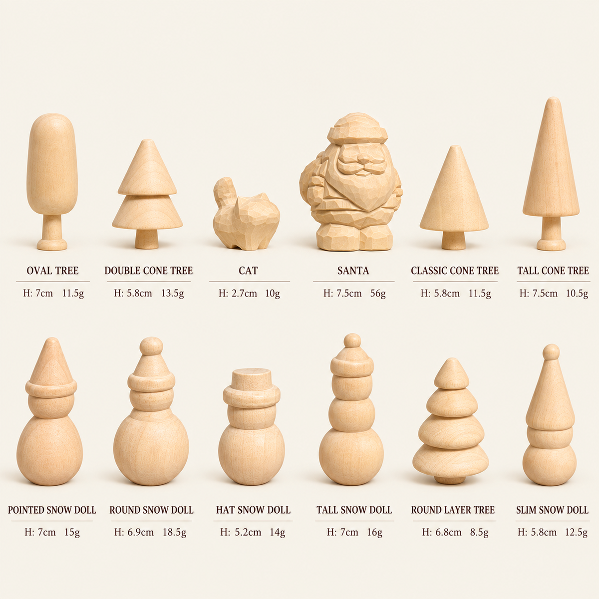 Unfinished Wooden Christmas Tree Craft Set