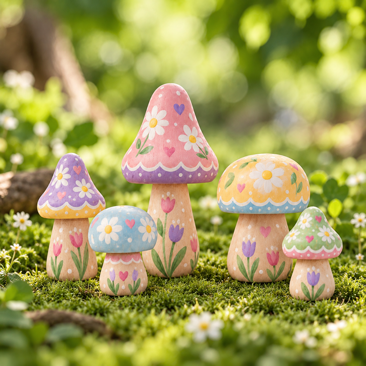10-Shape Unfinished Wooden Mushroom Craft Kit