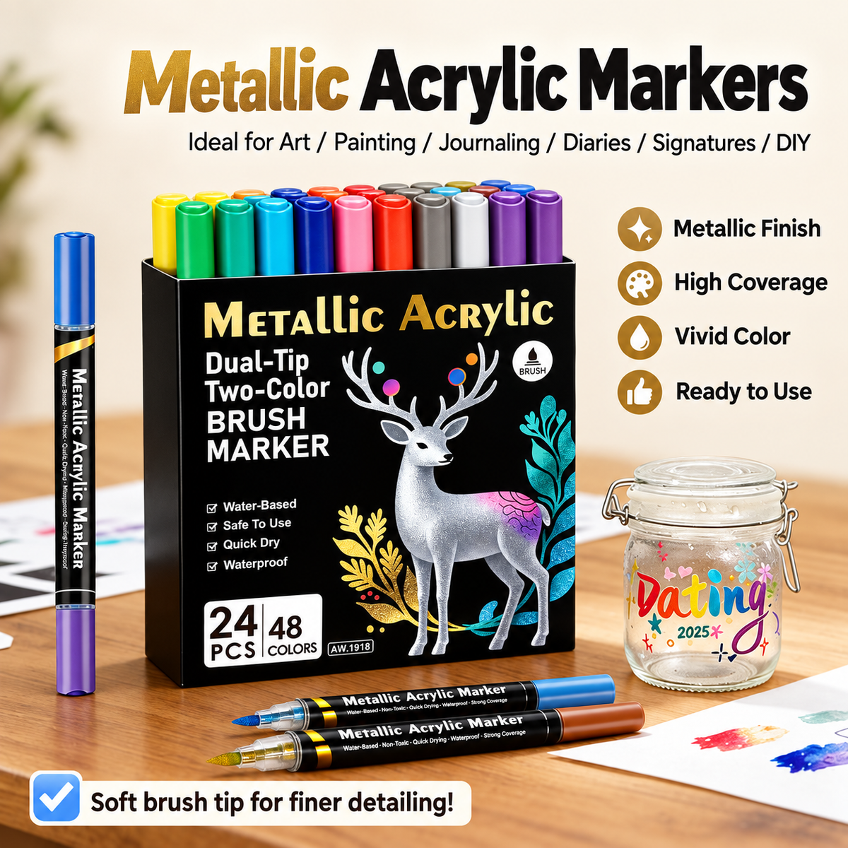 High-Volume Fast Coloring Acrylic Markers for DIY