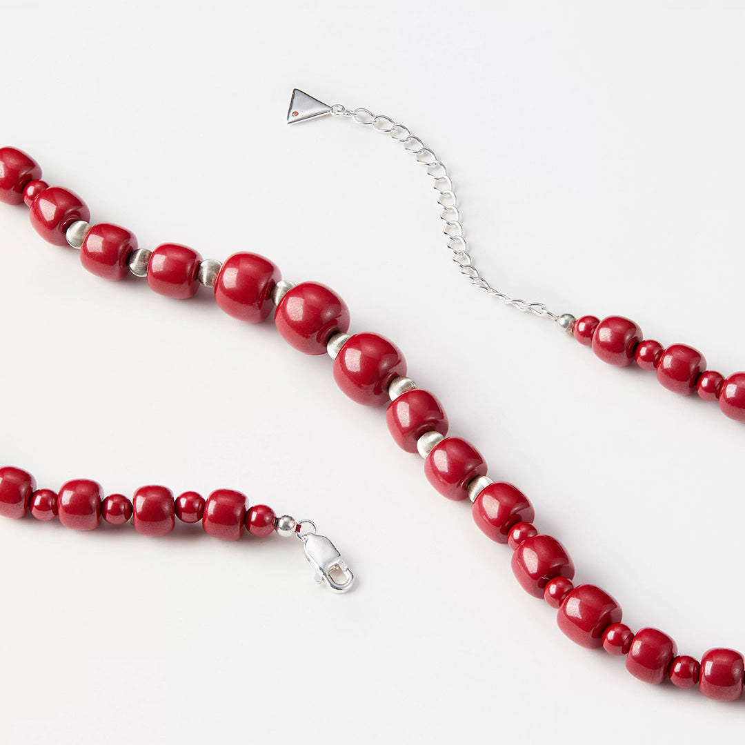 Lucky Keeper Natural Cinnabar Beaded Necklace