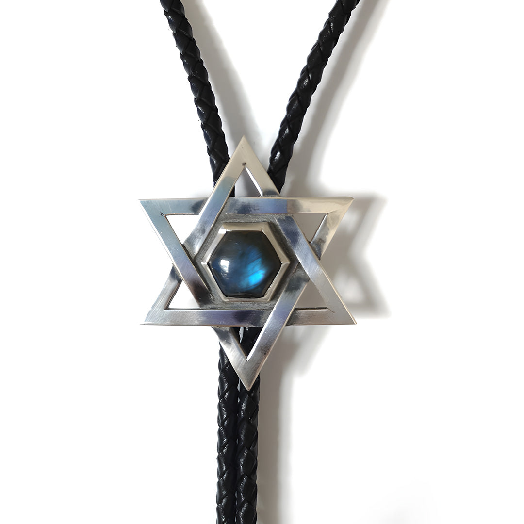 Hexagram Labradorite Bolo Tie 999 Sterling Silver
