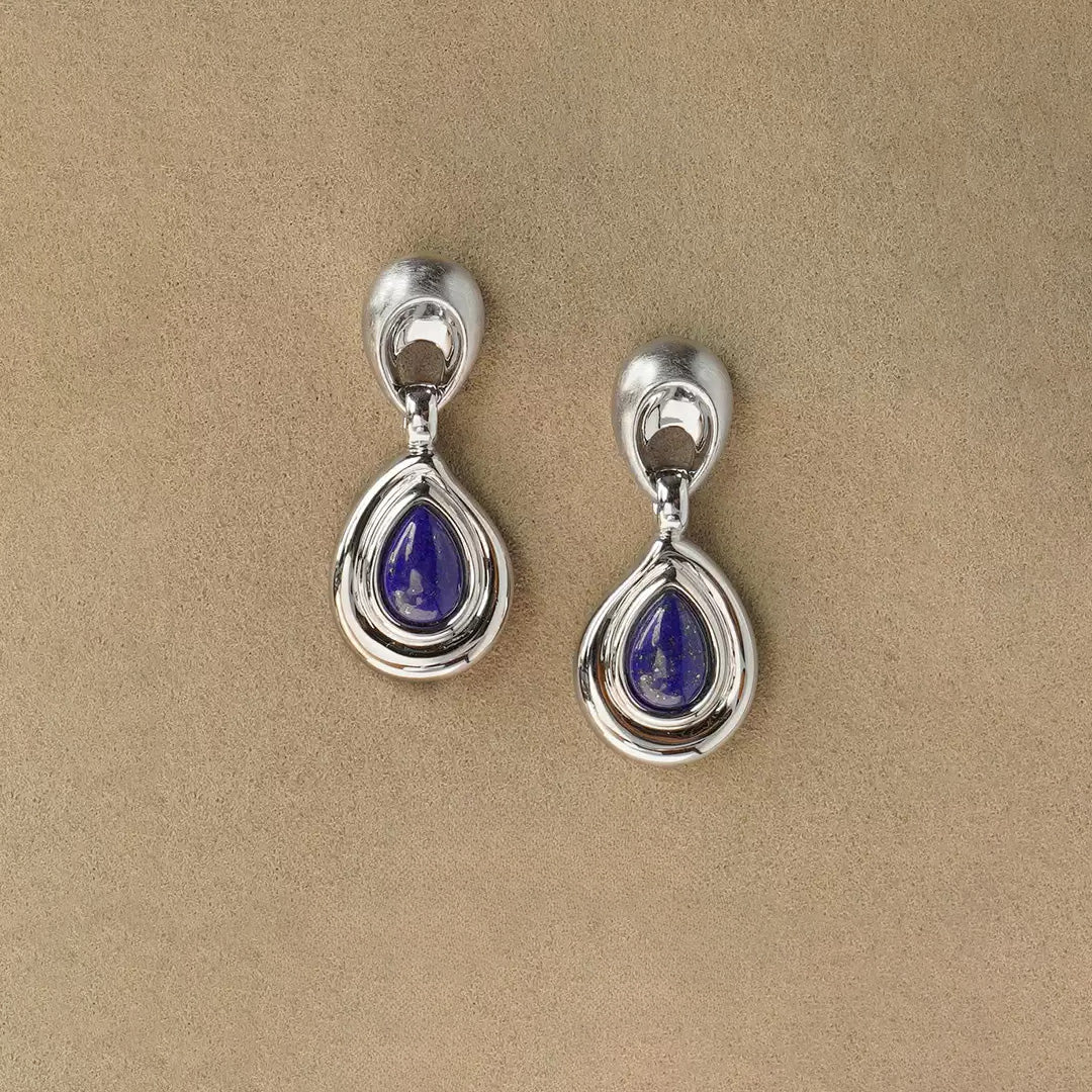 Mist Veil Lapis Lazuli  Sterling Silver Elegant Earring