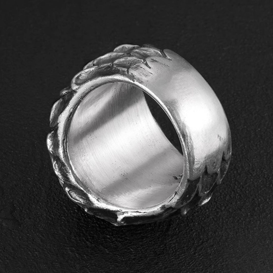 Sacred Guardian - Raw Turquoise Silver Dragon Scale Ring