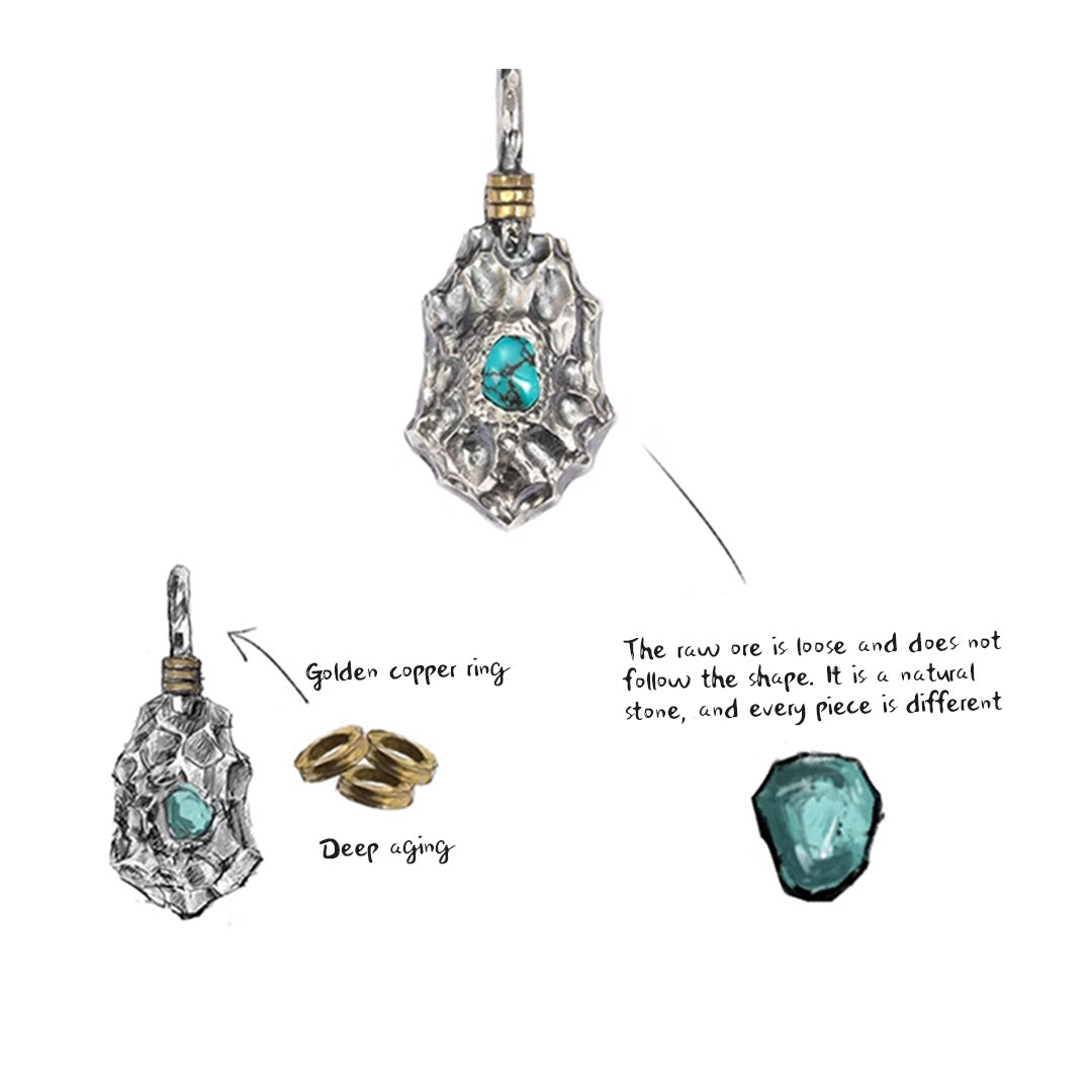 Liberated Handcrafted Turquoise Silver Pendant