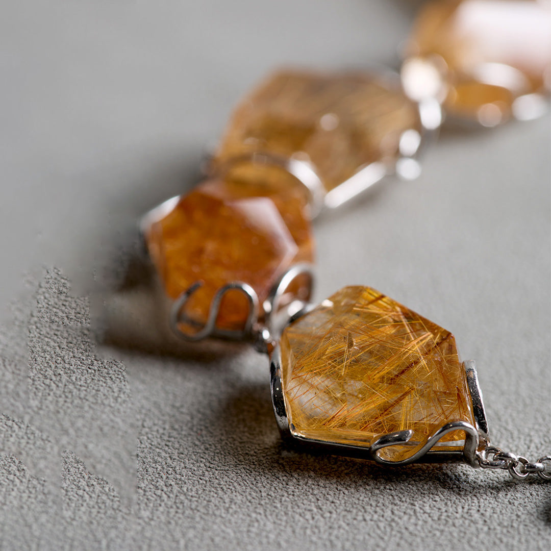Abundance Stone Natural Rutilated Quartz Bracelet