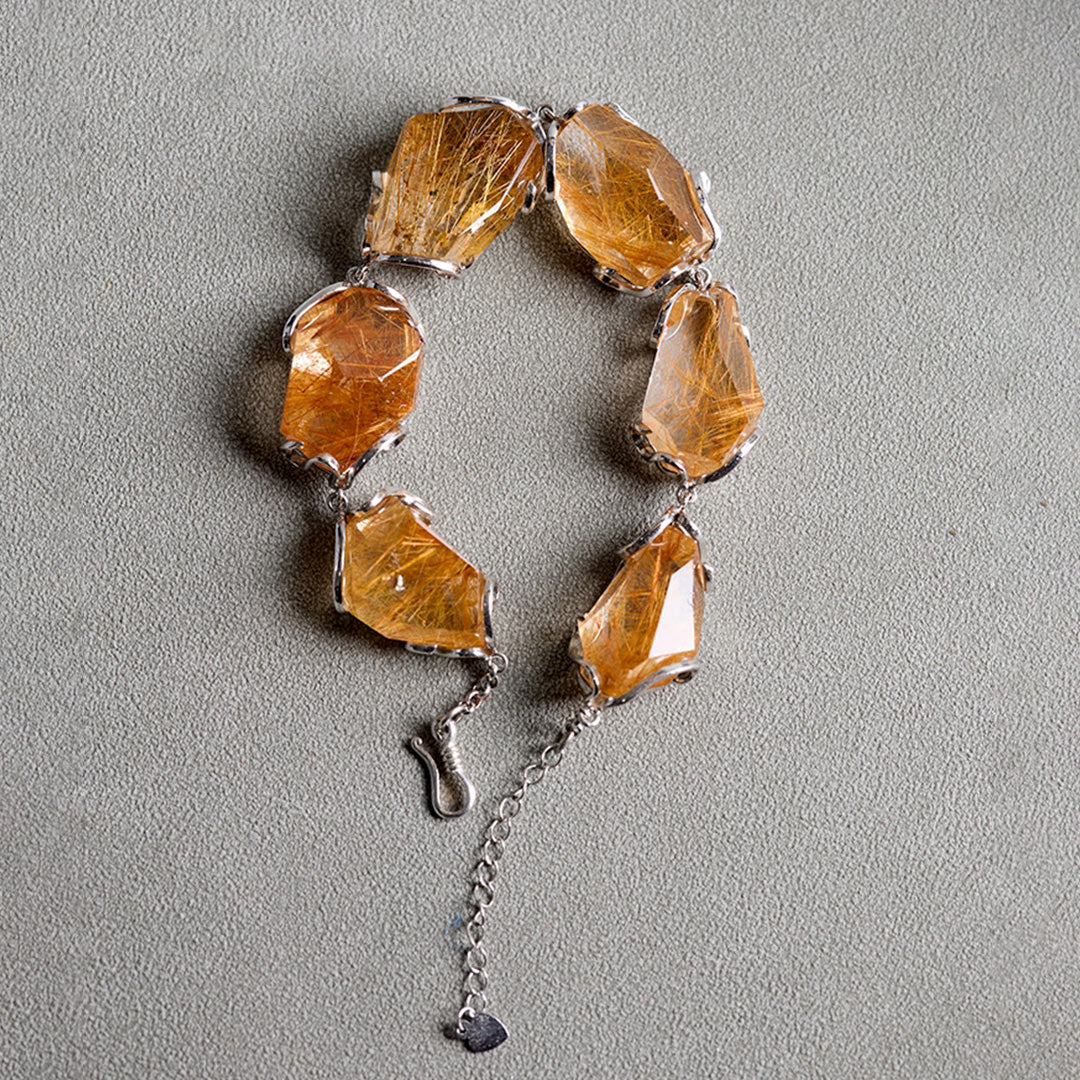 Abundance Stone Natural Rutilated Quartz Bracelet