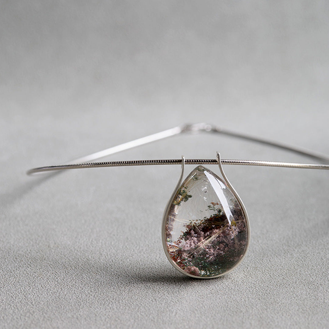 Season Garden Phantom and Titanium Quartz Unique Pendant