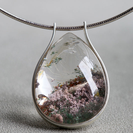 Season Garden Phantom and Titanium Quartz Unique Pendant