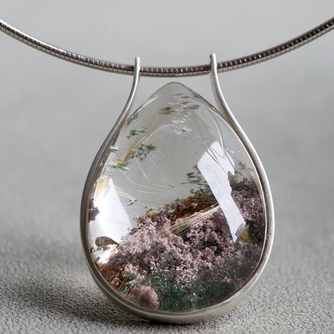 Season Garden Phantom and Titanium Quartz Unique Pendant