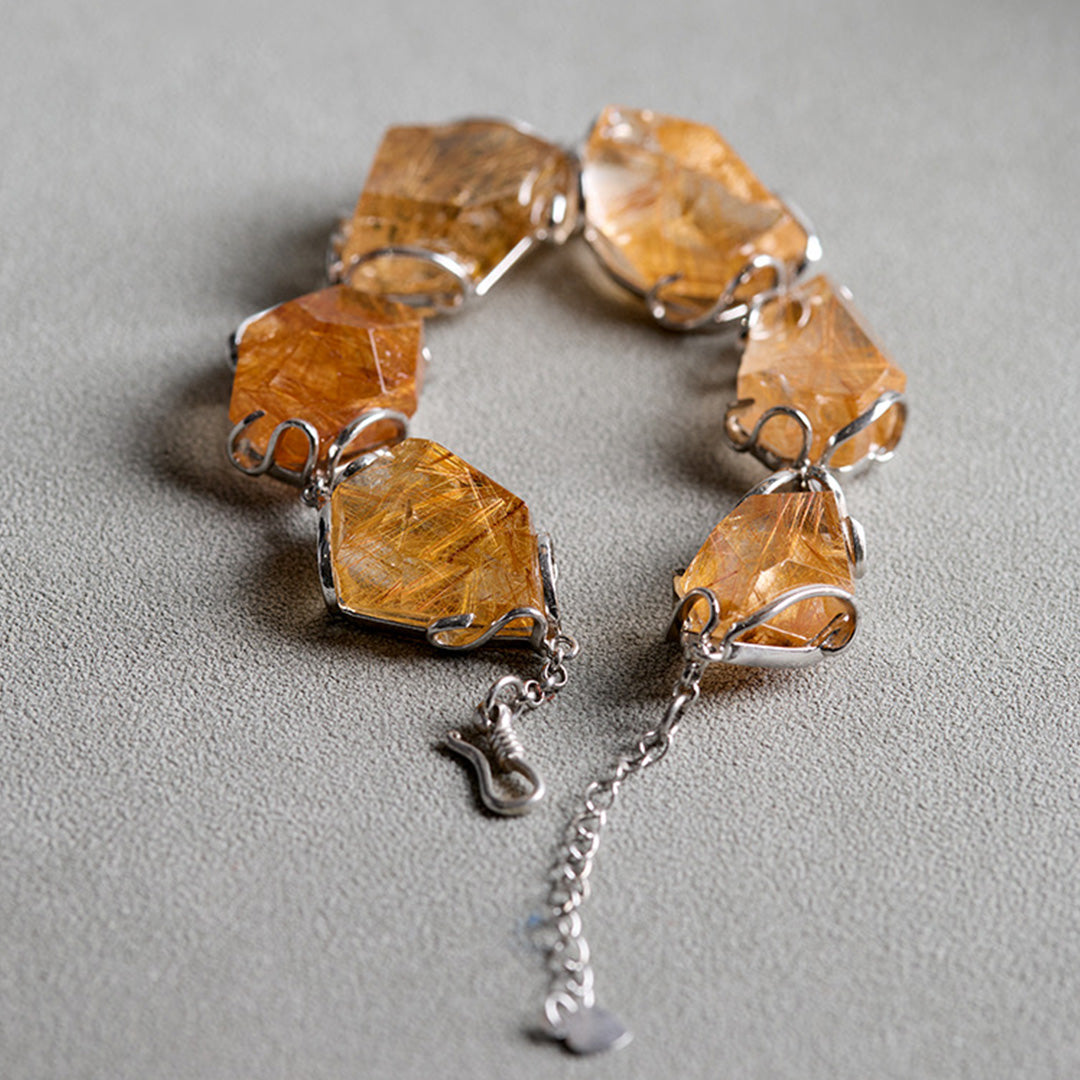 Abundance Stone Natural Rutilated Quartz Bracelet