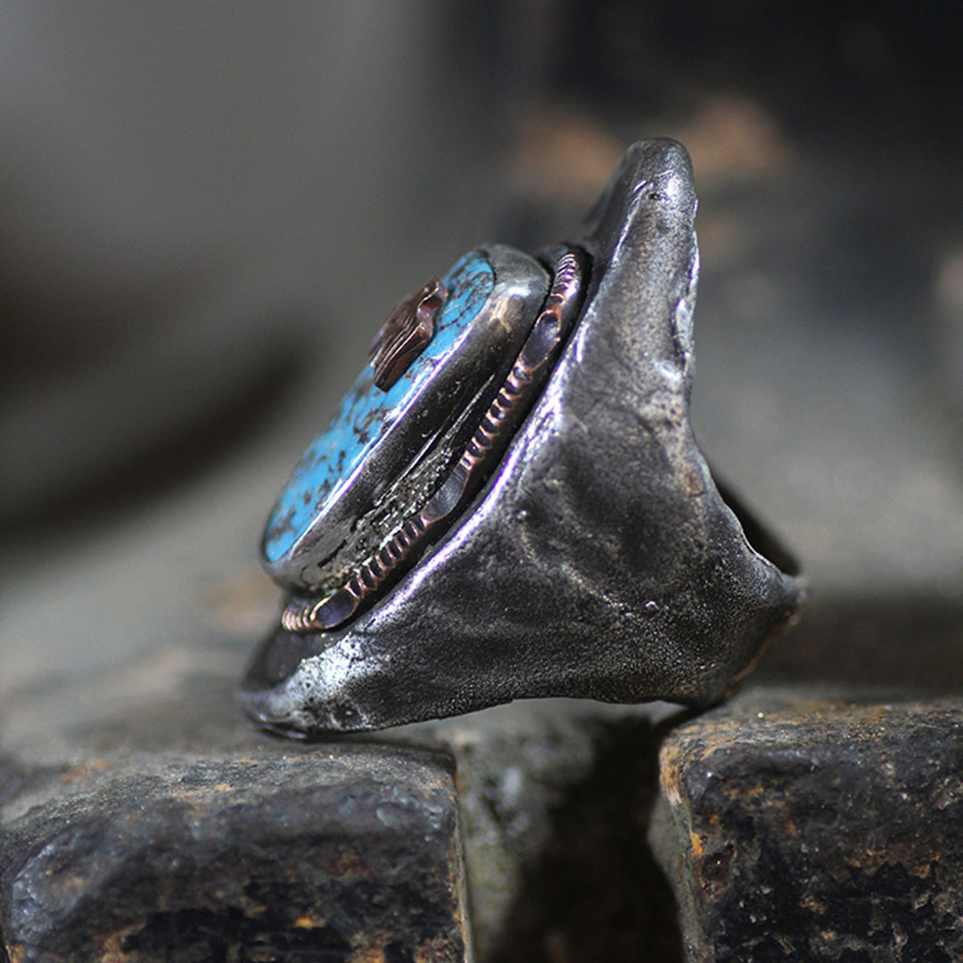 Skyward Dream Handcrafted Saddle Design Turquoise Custom Ring