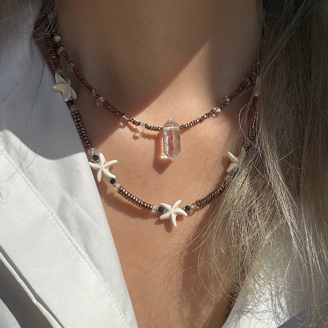 Double Terminated Clear Quartz Energy Amplifier Necklace