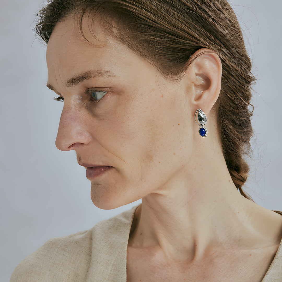 Tiger’s Eye Modern 18K White Gold Plated Earrings