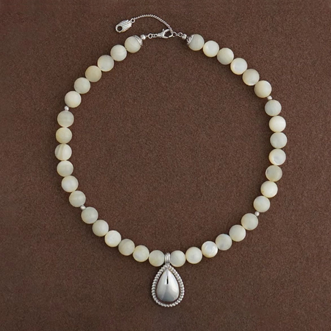 Modern Agate Bead 18K Gold Plated 18K White Gold Plated Necklace