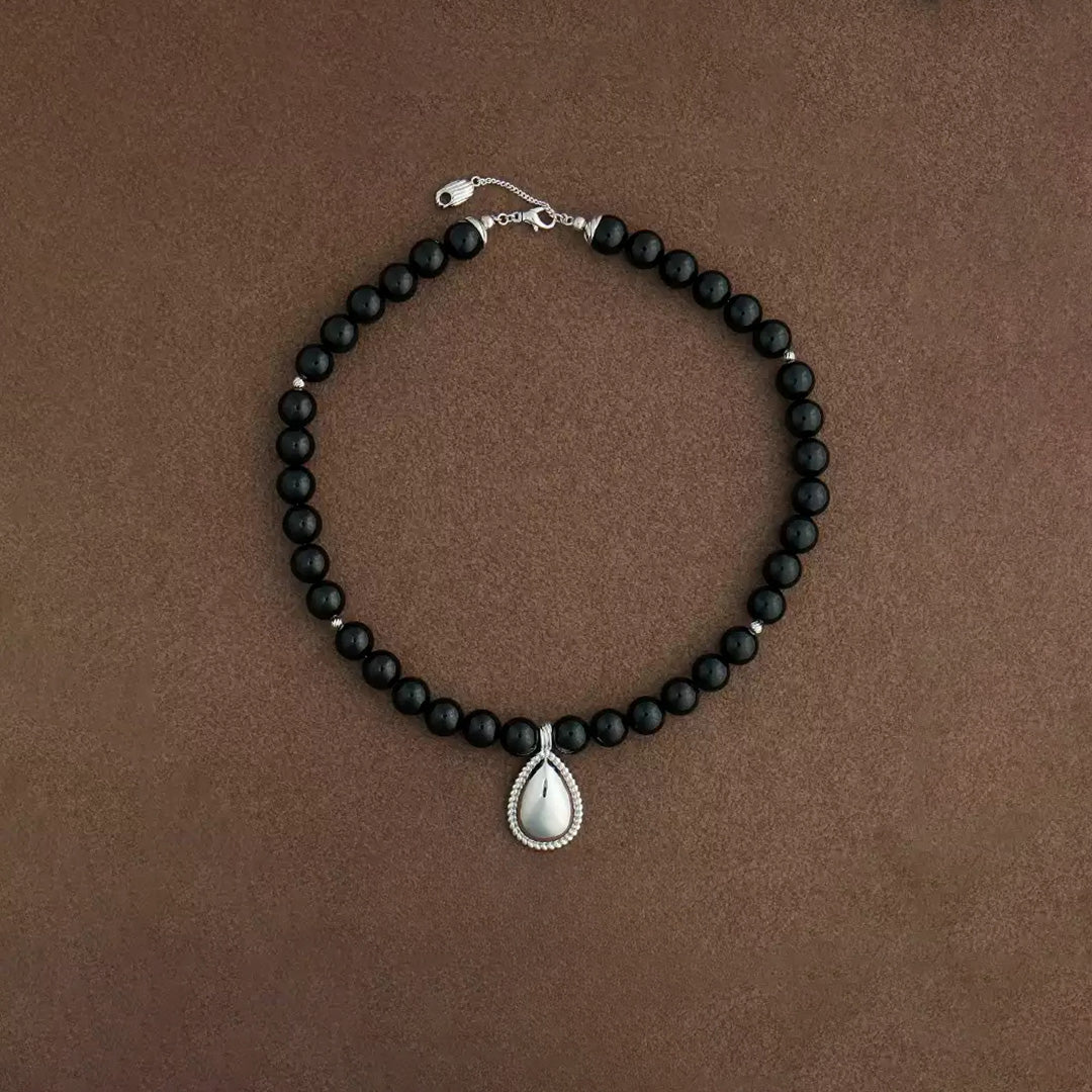 Modern Agate Bead 18K Gold Plated 18K White Gold Plated Necklace