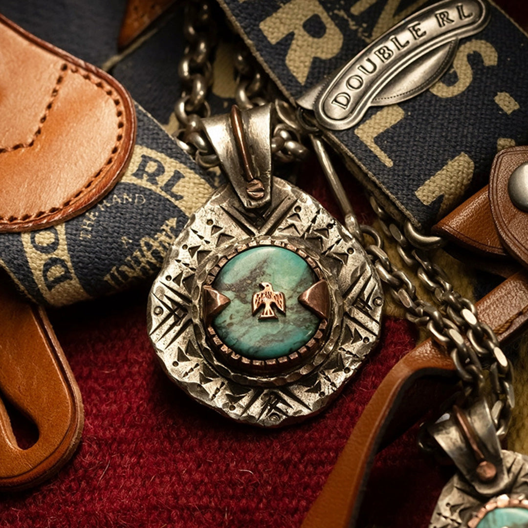 Eternal Sky Custom Engraved Native Turquoise Silver Pendant