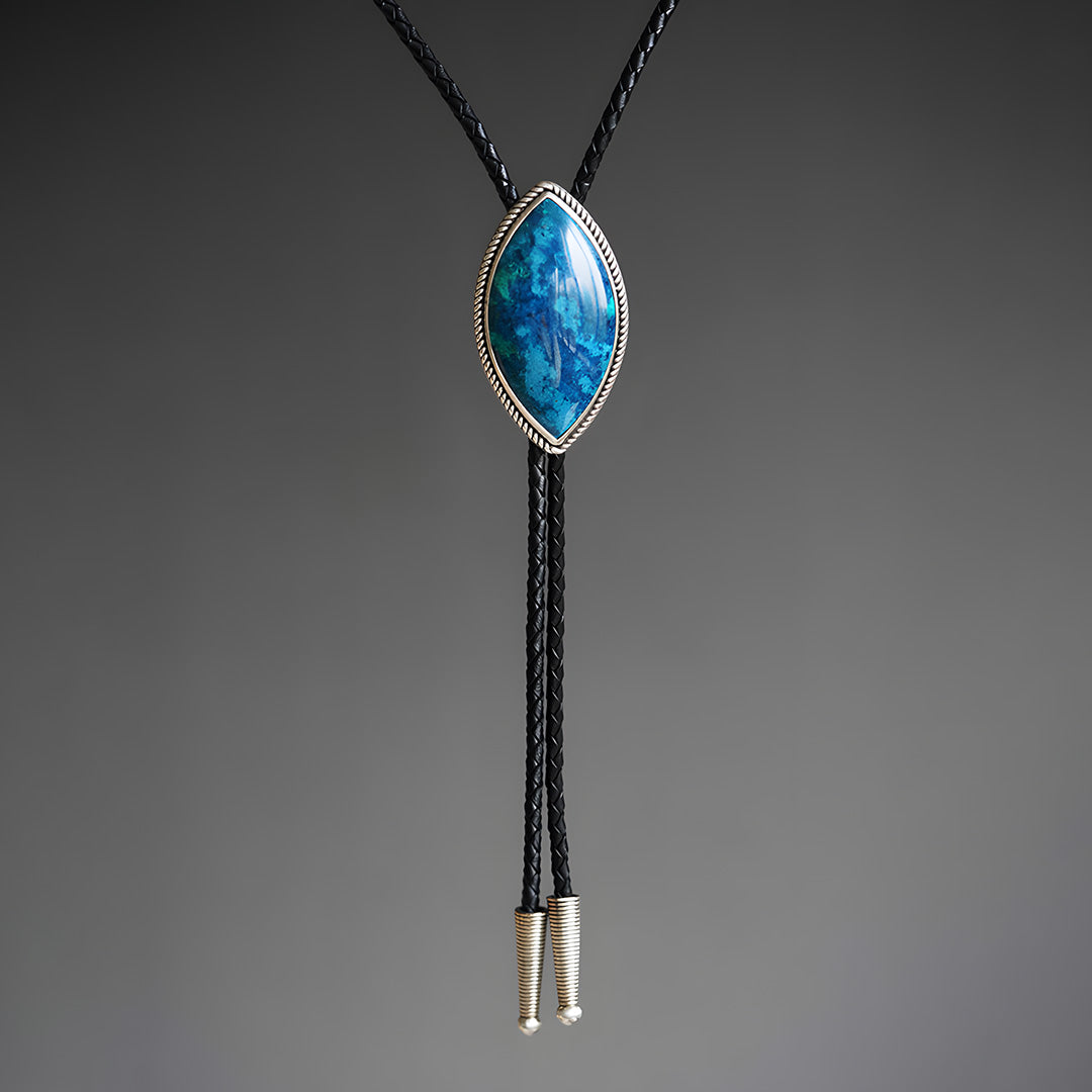 Unique Silver Inlaid Natural Phoenix Stone Bolo Tie