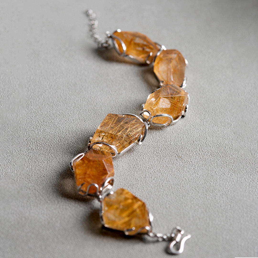 Abundance Stone Natural Rutilated Quartz Bracelet