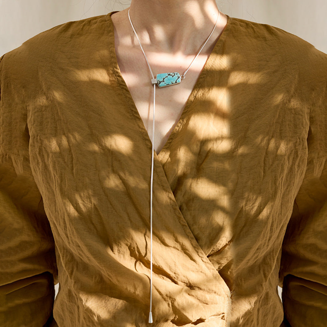 Good Fortune Natural Turquoise Adjustable Lariat Necklace