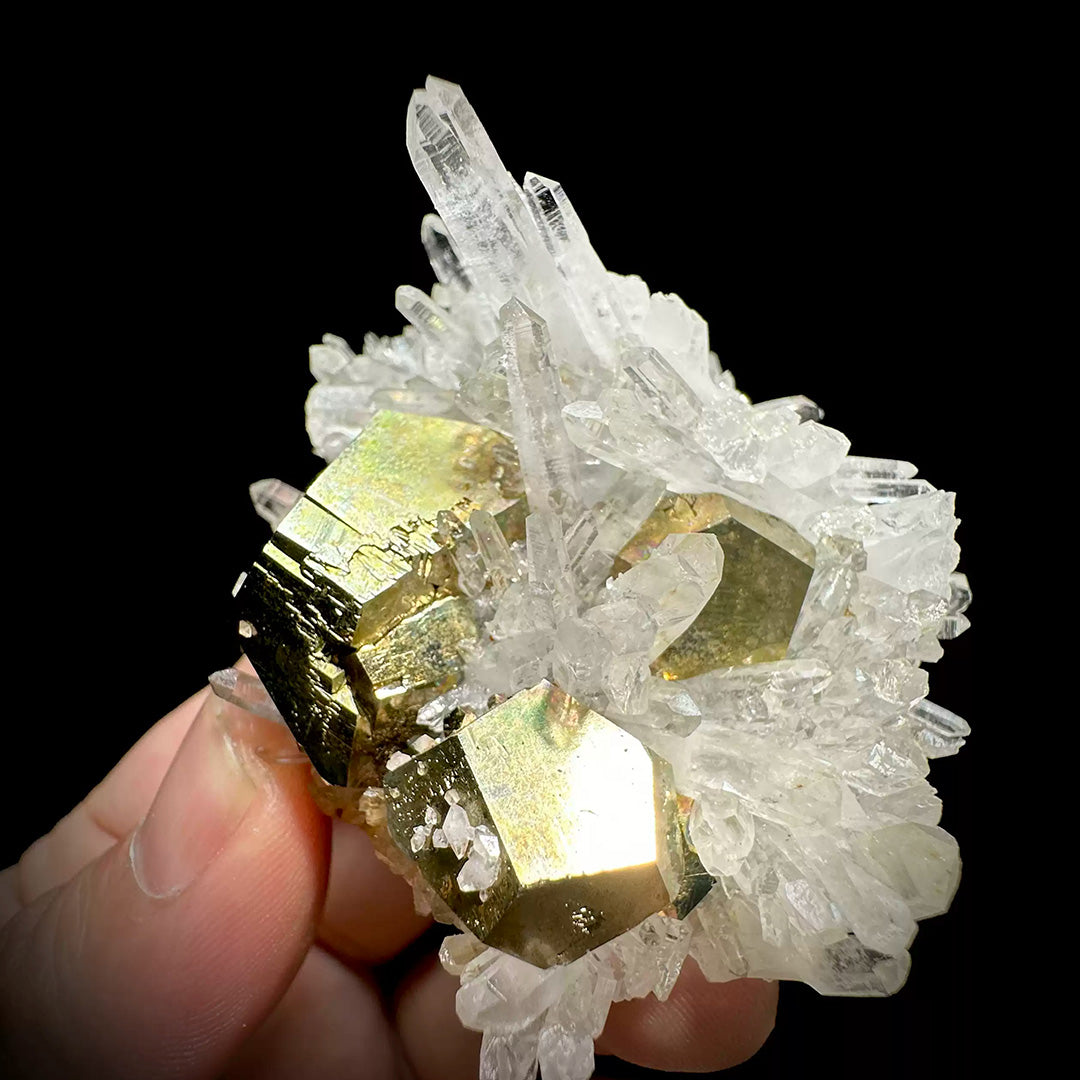 140g Golden Pyrite Coated Natural Clear Quartz Cluster - Myanmar