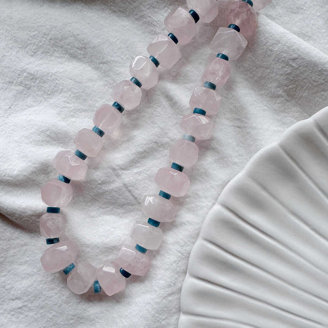 Pastel Romance Rose Quartz Beaded Necklace