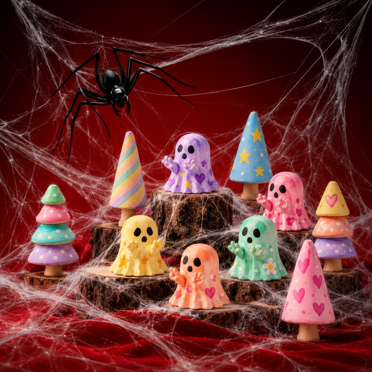 Mini Wooden Ghost Trio Painting Kit