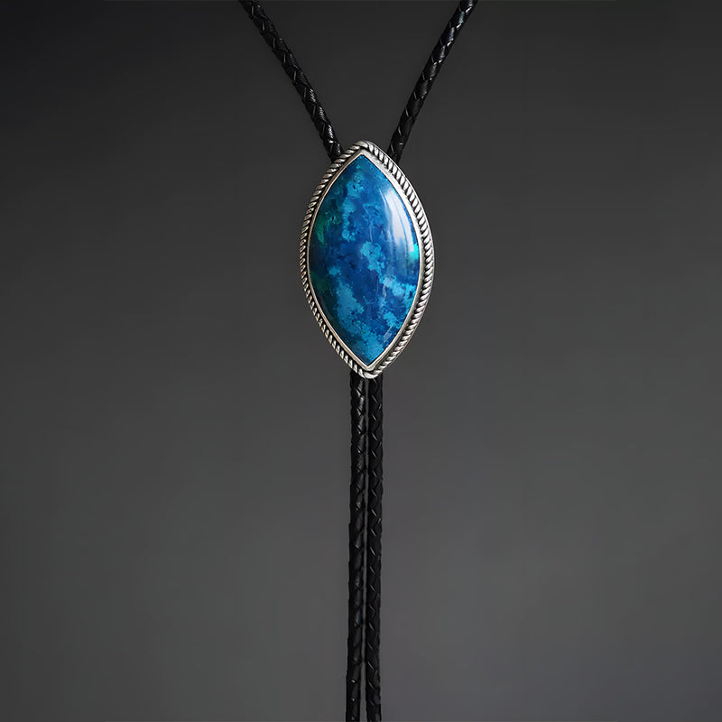 Unique Silver Inlaid Natural Phoenix Stone Bolo Tie