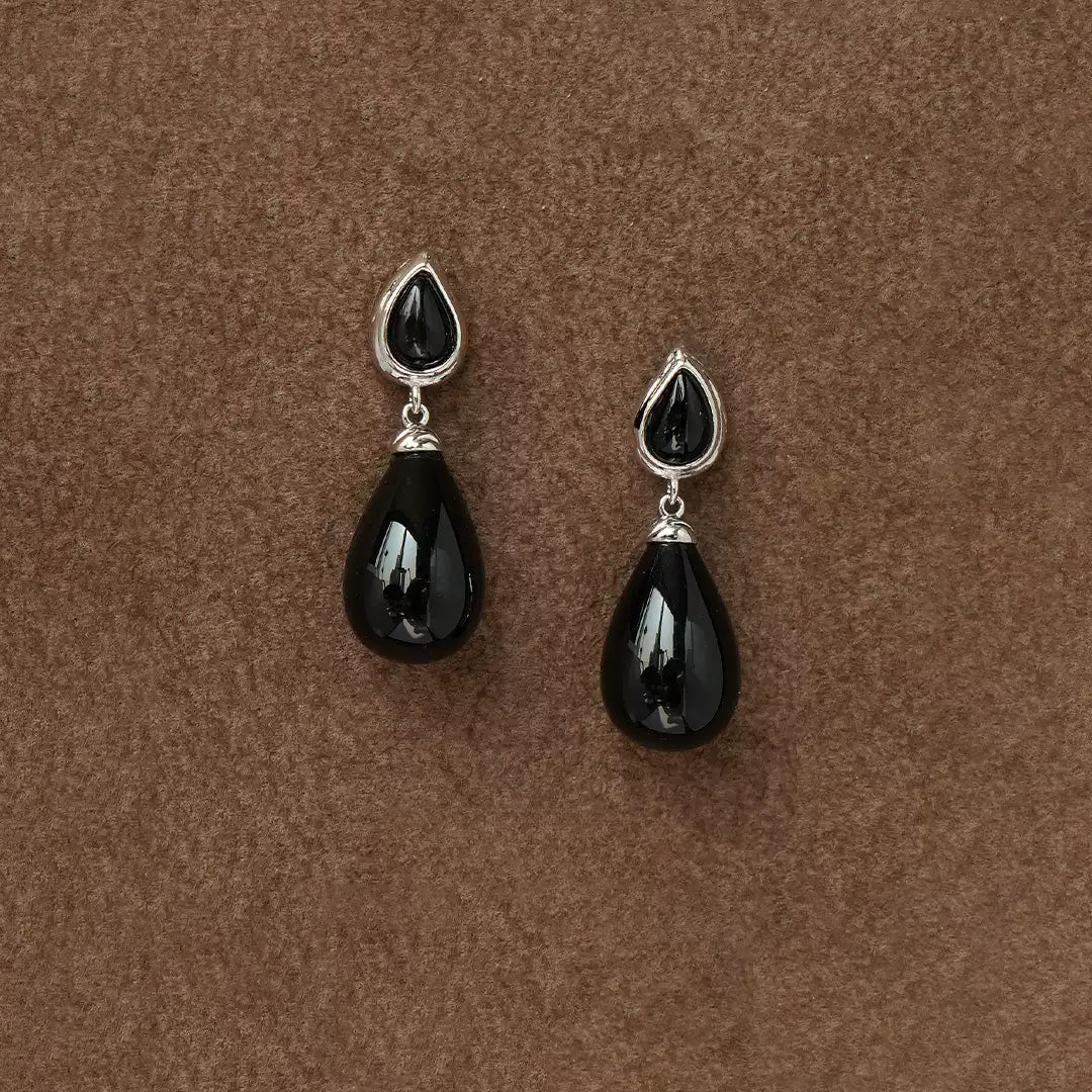 18K White Plated Sterling Silver Clear Quartz Drop Earrings